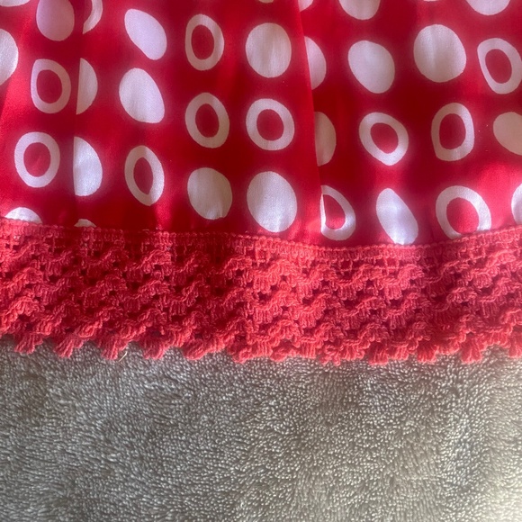 Tusso Silk-like Red and White Flirty Skirt, Size L - Picture 3 of 8